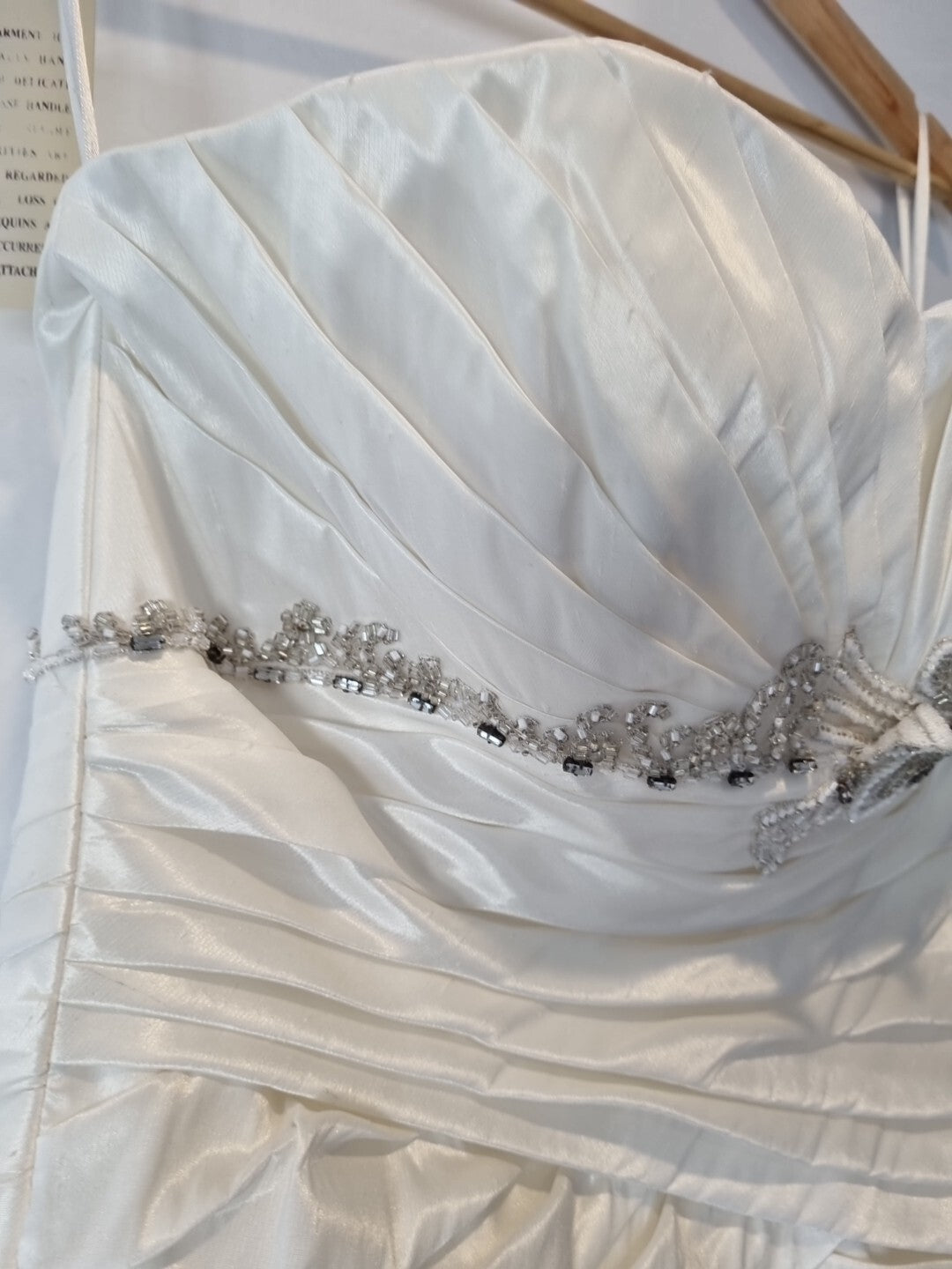 Imoda Ivory Sweetheart Ruched Beaded Train Wedding Dress Sz 105