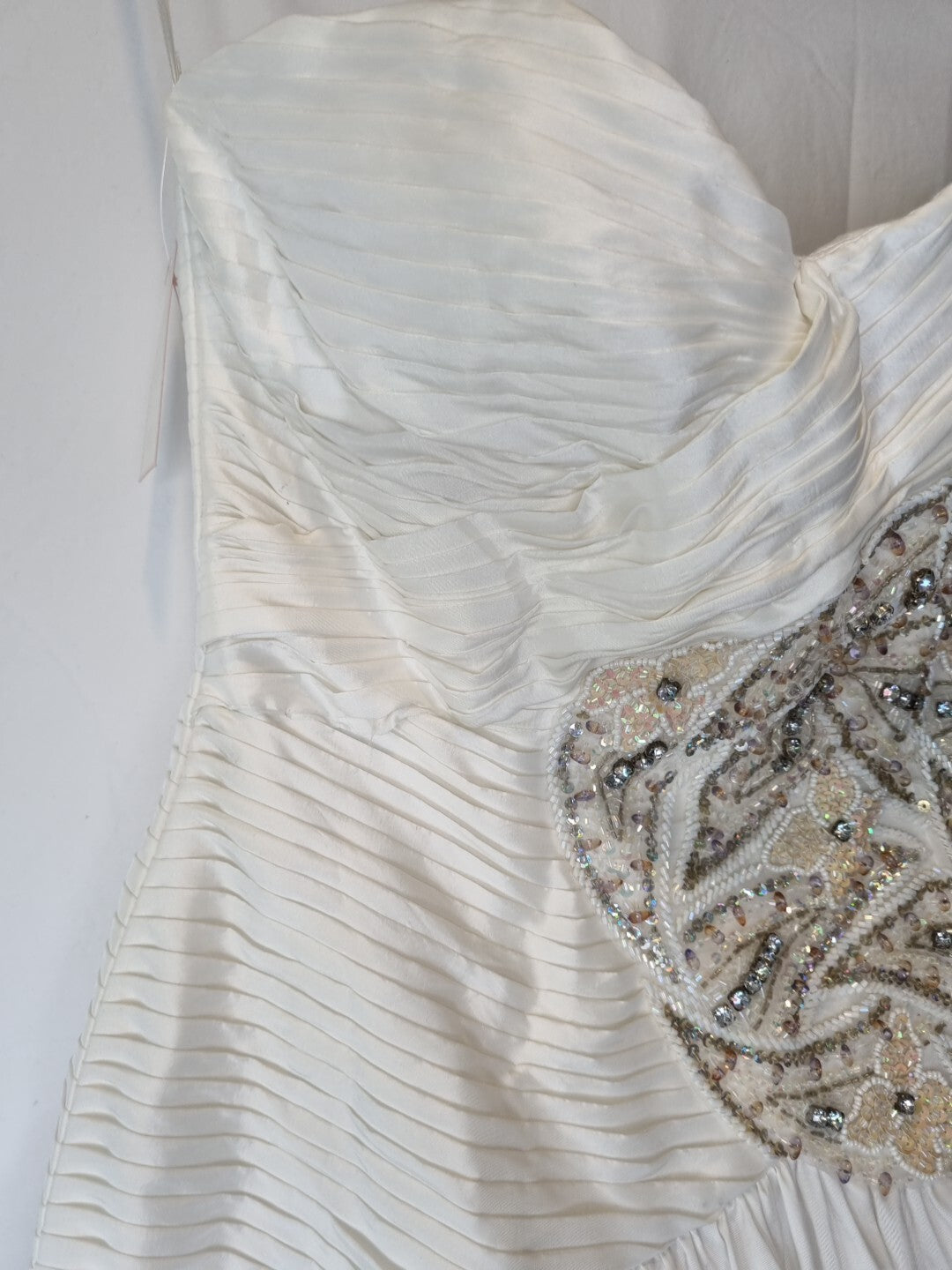 Imoda Ivory Sweetheart Ruched Pleated Gathered Embellished Wedding Dress Sz 84