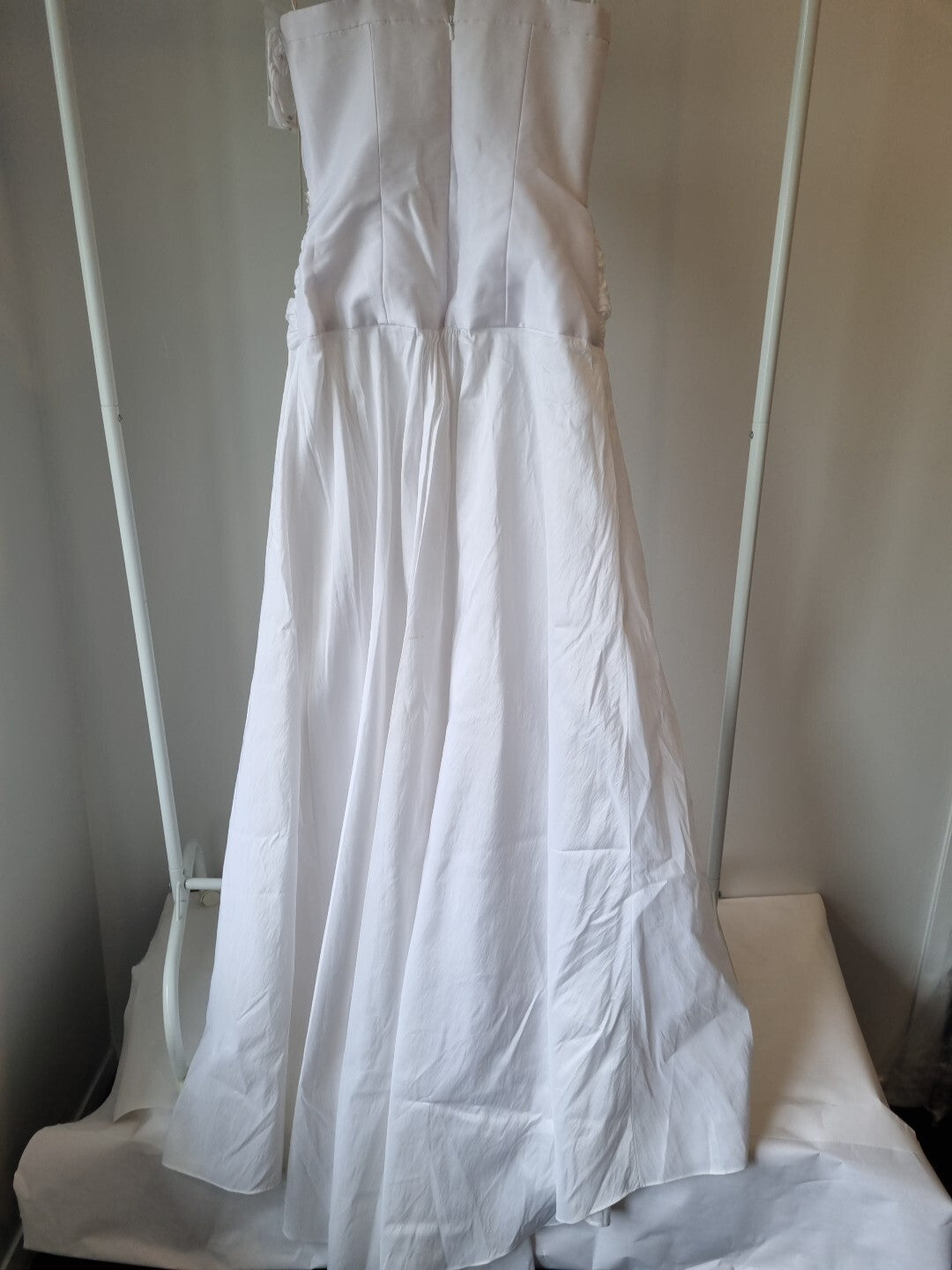 iModa White Straps/Strapless Beaded Crystal Sequin Gathered Wedding Dress 107