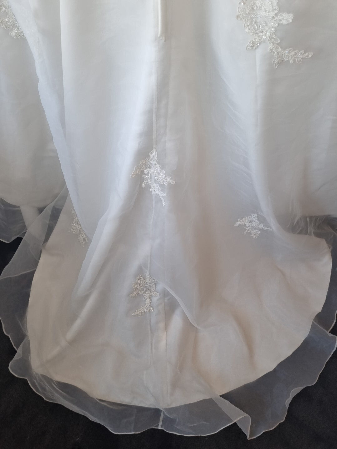 iModa Ivory Ruched Organza Lace A-line Beaded Sequin Embroidered Dress Sz 1218