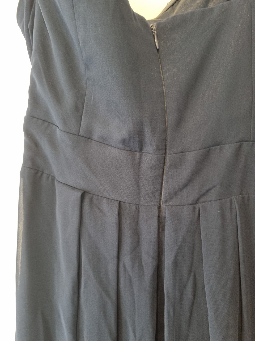 Imoda Navy Blue Chiffon One Shoulder Evening Bridesmaid Long Maxi Dress Sz 2813