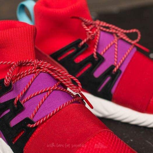 Adidas Tubular Doom Red Purple Knit Ankle Sock Sneakers BY9397 F40.66/US7.5/UK721
