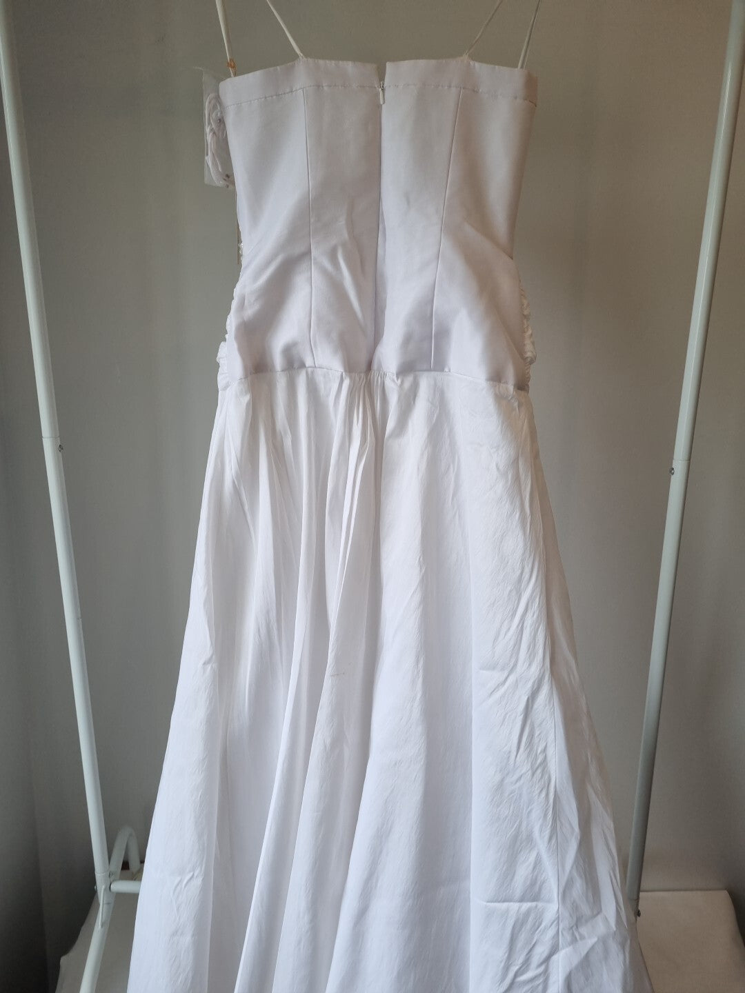iModa White Straps/Strapless Beaded Crystal Sequin Gathered Wedding Dress 108