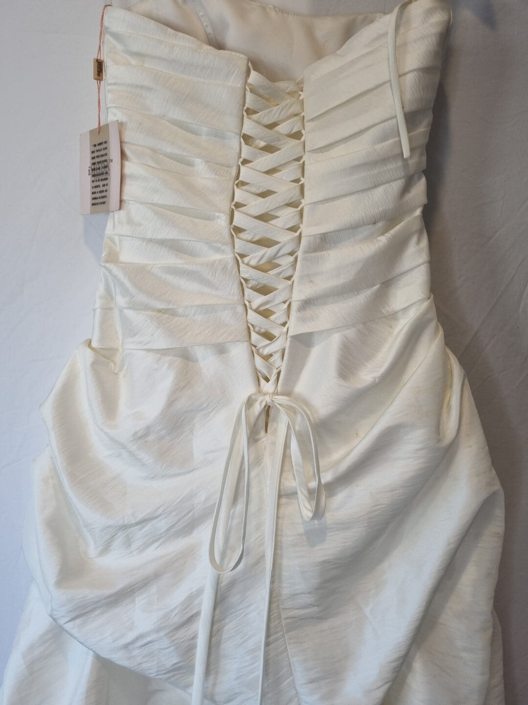 Imoda Ivory Ruched Beaded Embroidered Puckered Wedding Dress Sz 1010
