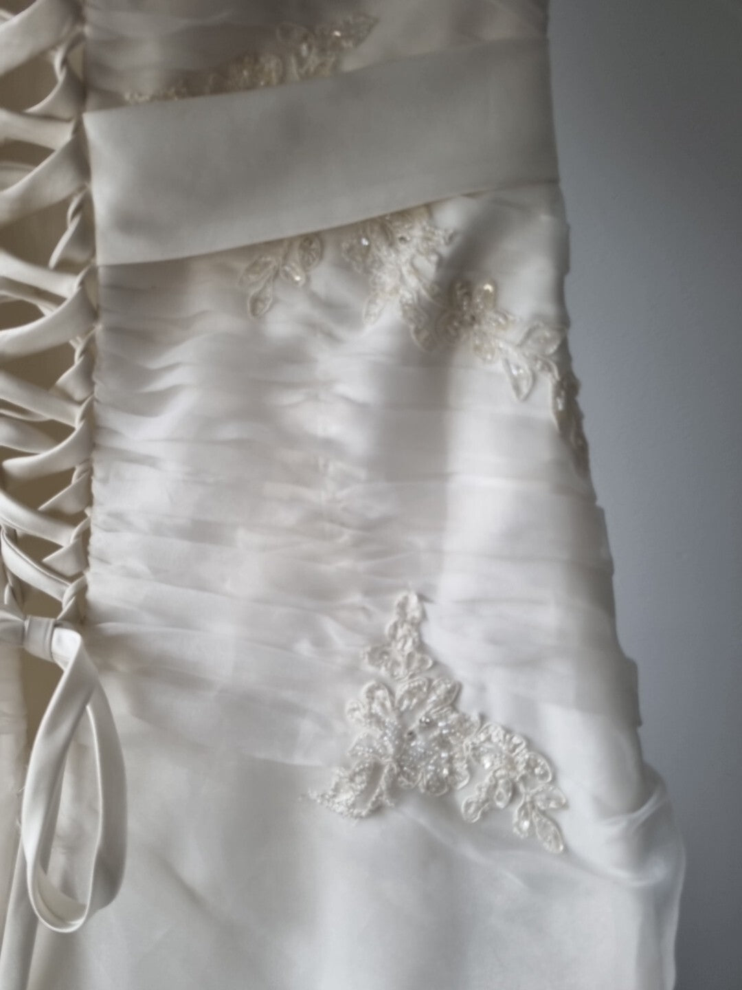 iModa Ivory Straps/Strapless Organza Ruched Beaded Lace AppliqueWedding Dress 1412