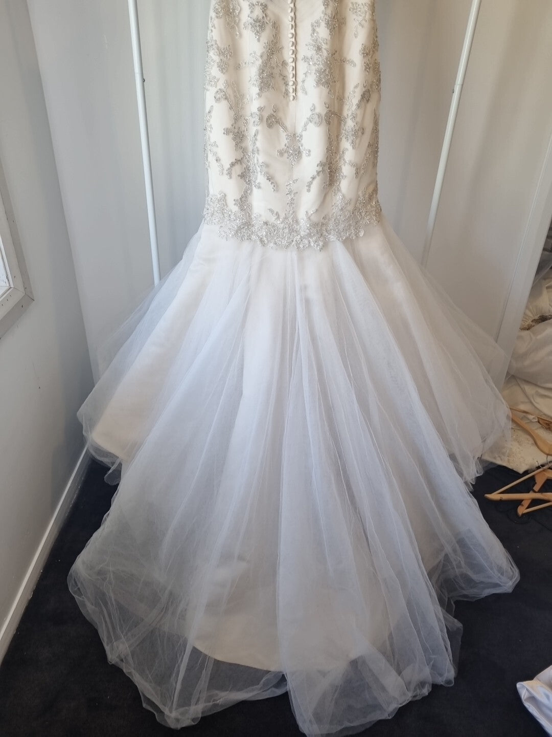 iModa Ivory Champagne Sweetheart Tulle Lace Mermaid Sequin Embroidered Sz 1011