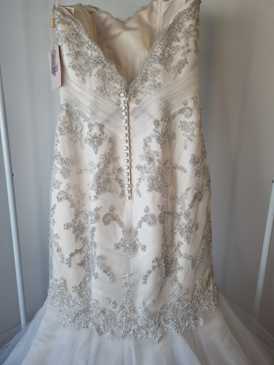 iModa Ivory Champagne Sweetheart Tulle Lace Mermaid Sequin Embroidered Sz 1013