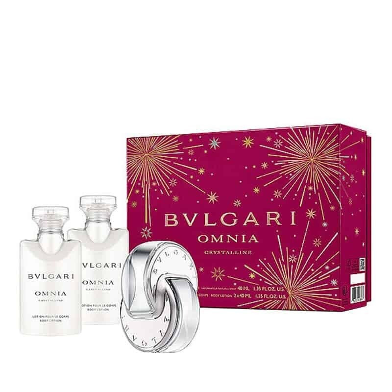 Bvlgari Omnia Crystalline Eau De Toilette Spray 40ml + 2 40ML Lotion Gift Set