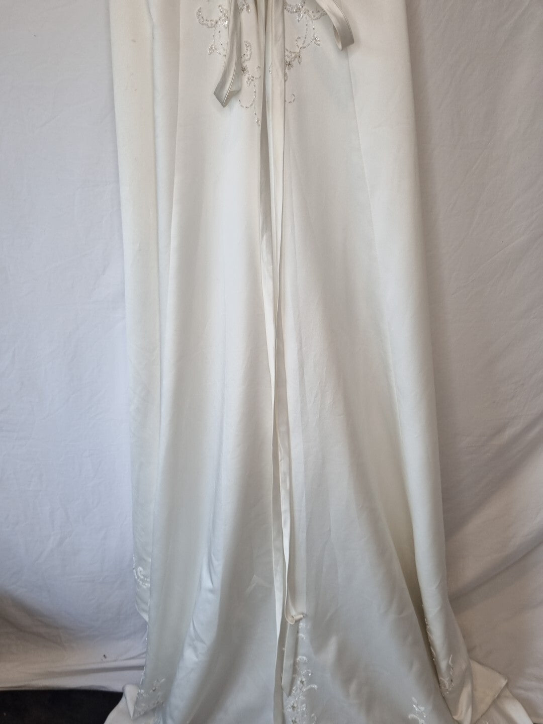 Imoda Ivory Satin Sweethesrt Beaded Train Wedding Dress Sz 814