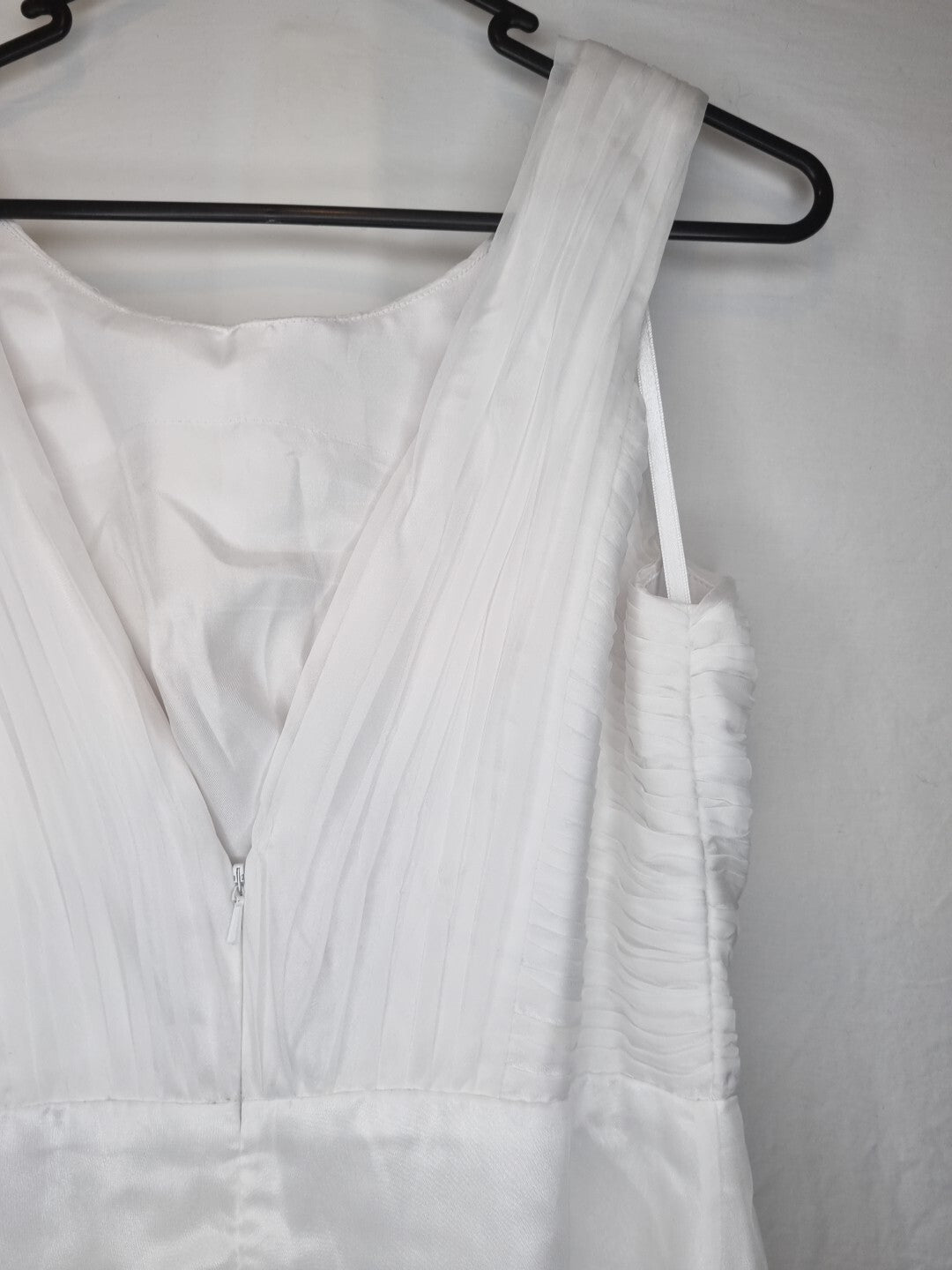 Imoda White Chiffon Ruched Pleated Crystal Grecian Empire Wedding Dress Sz 810