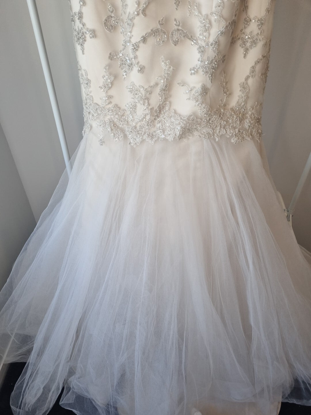 iModa Ivory Champagne Sweetheart Tulle Lace Mermaid Sequin Embroidered Sz 103