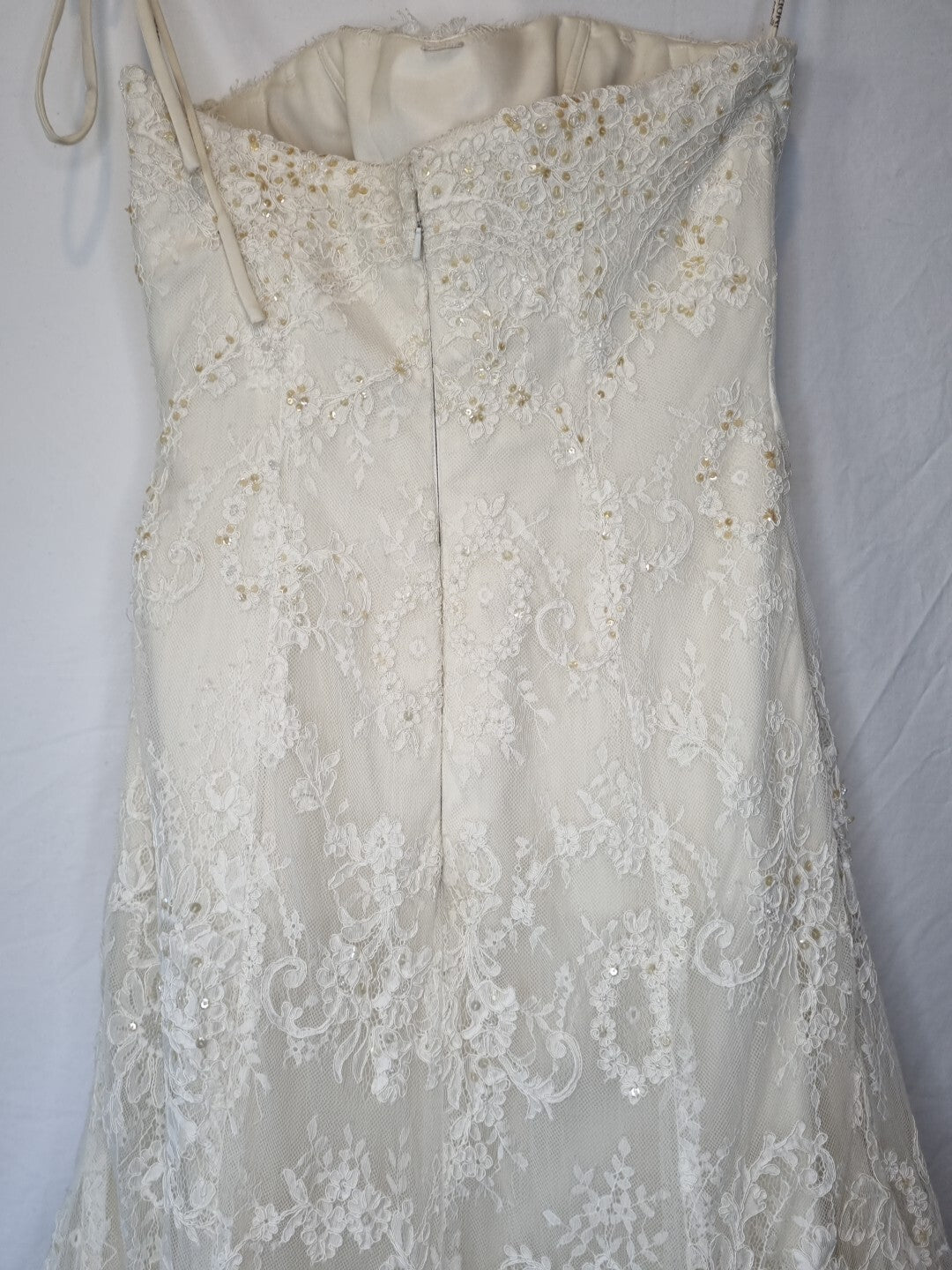 Imoda Ivory Lace Sweetheart Sequin Mermaid Train Wedding Dress Sz 1012