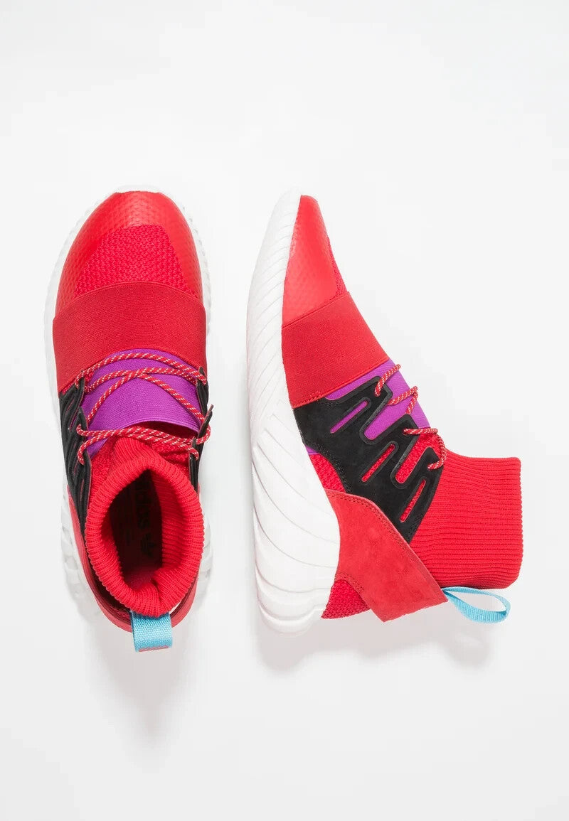 Adidas Tubular Doom Red Purple Knit Ankle Sock Sneakers BY9397 F40.66/US7.5/UK715