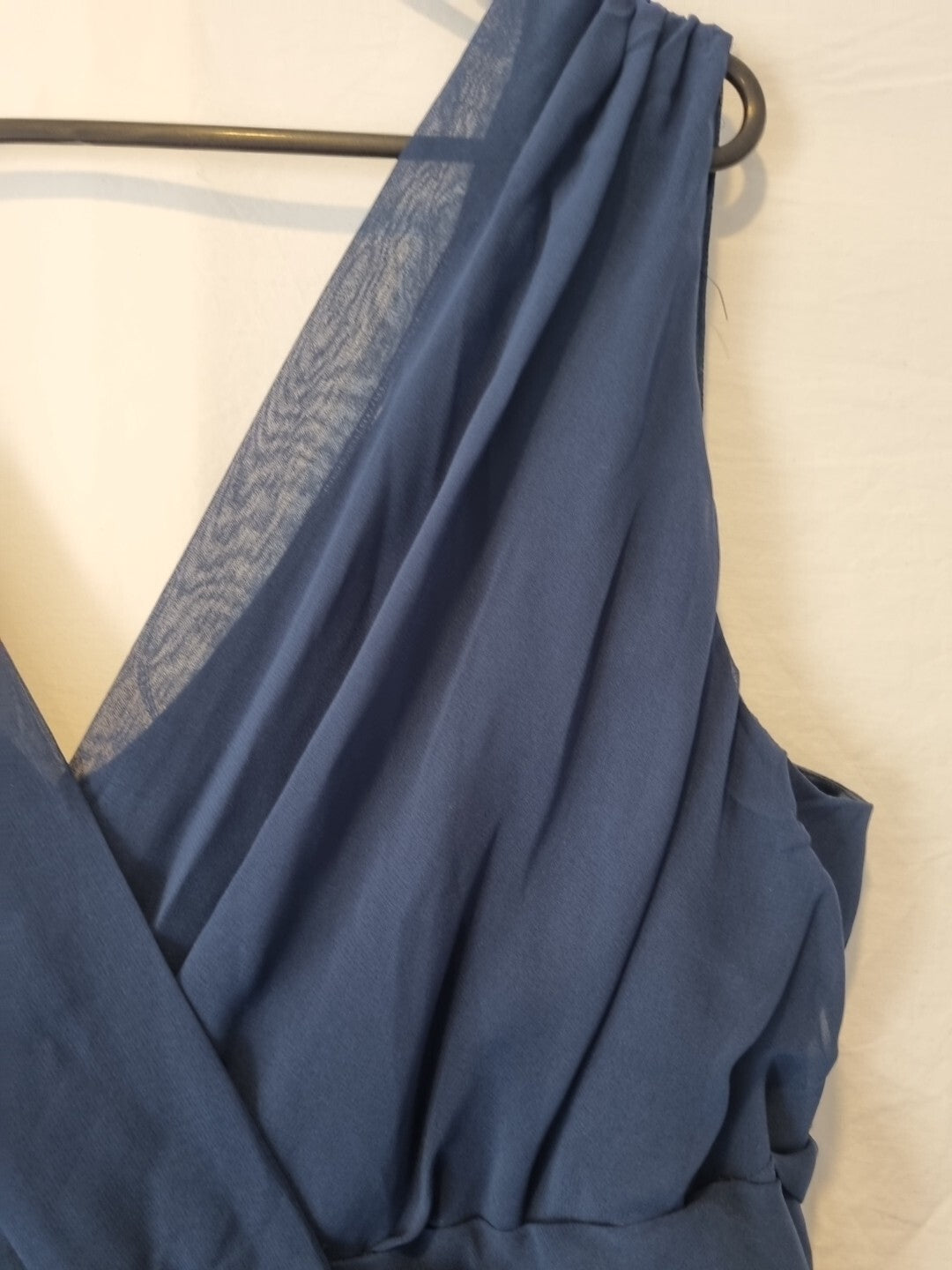 Imoda Navy Blue Chiffon V-neck Evening Bridesmaid Long Maxi Dress Sz 266