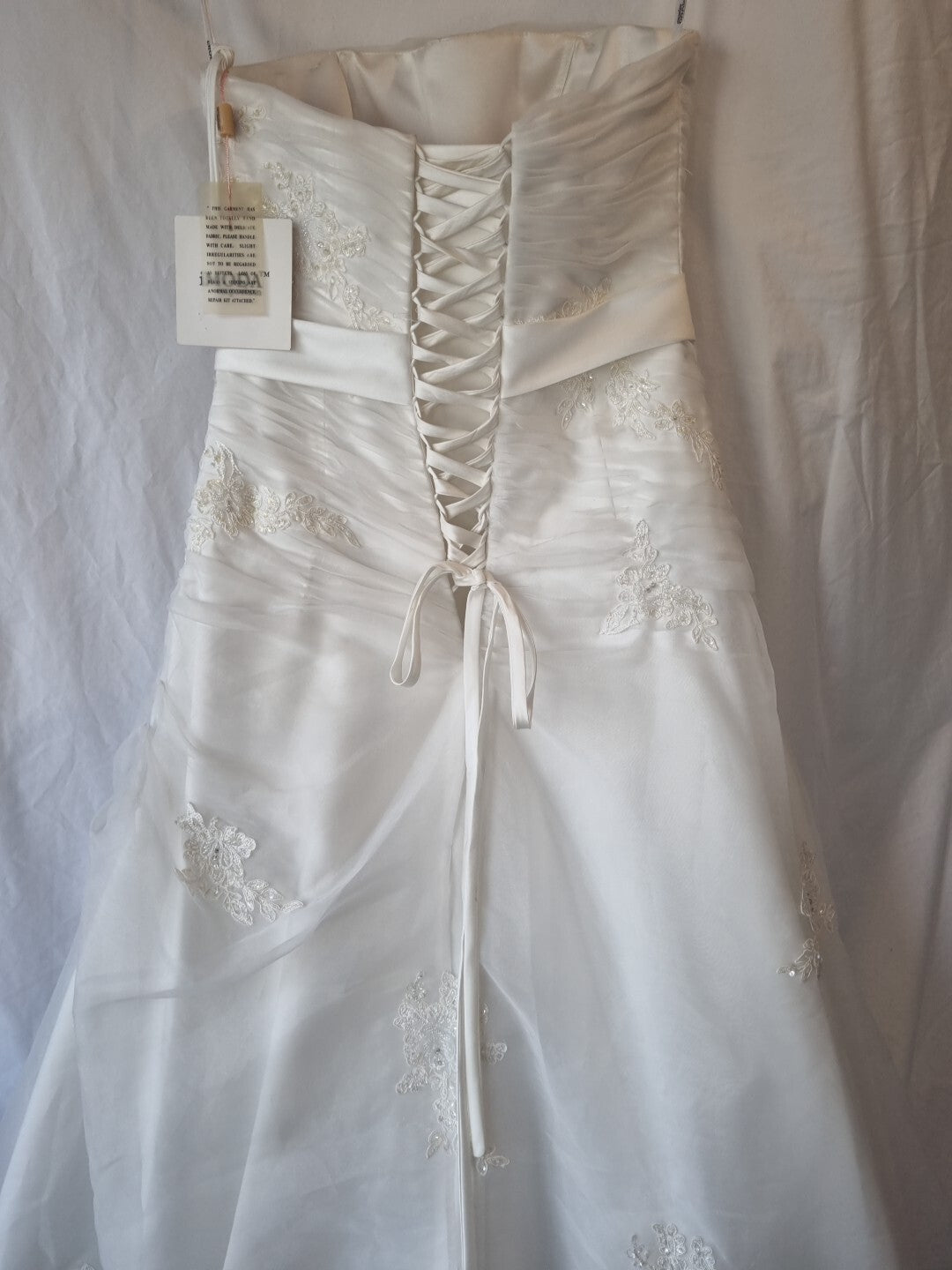 iModa Ivory Ruched Organza Lace A-line Beaded Sequin Embroidered Dress Sz 1211