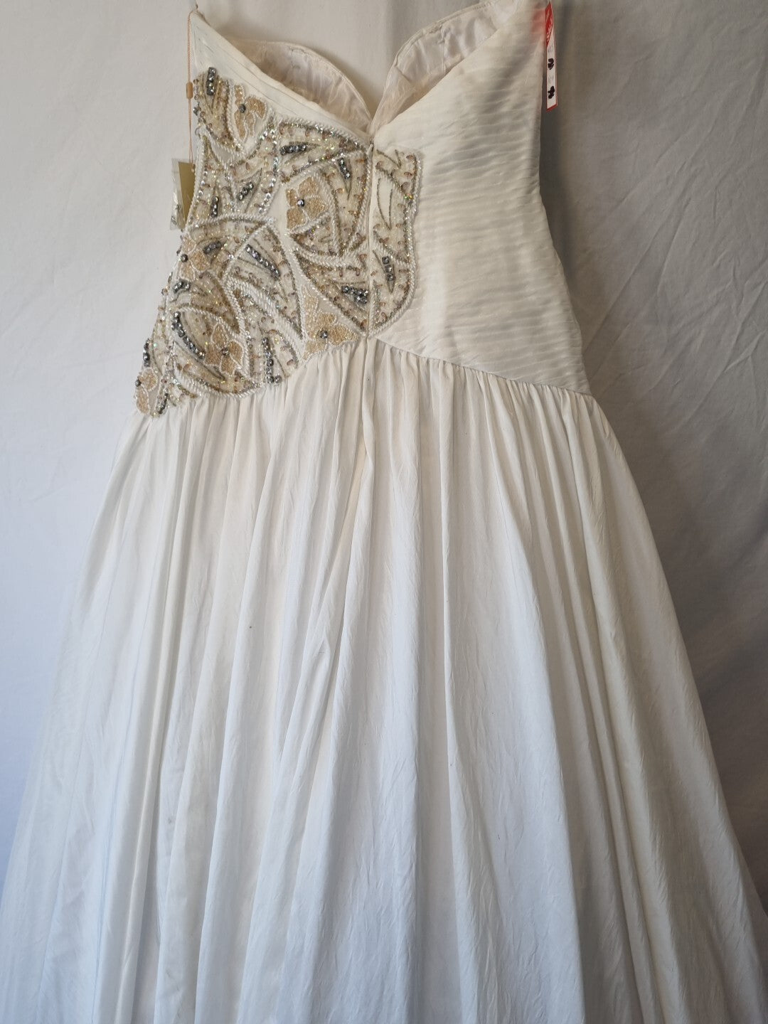 Imoda Ivory Sweetheart Ruched Pleated Gathered Embellished Wedding Dress Sz 810