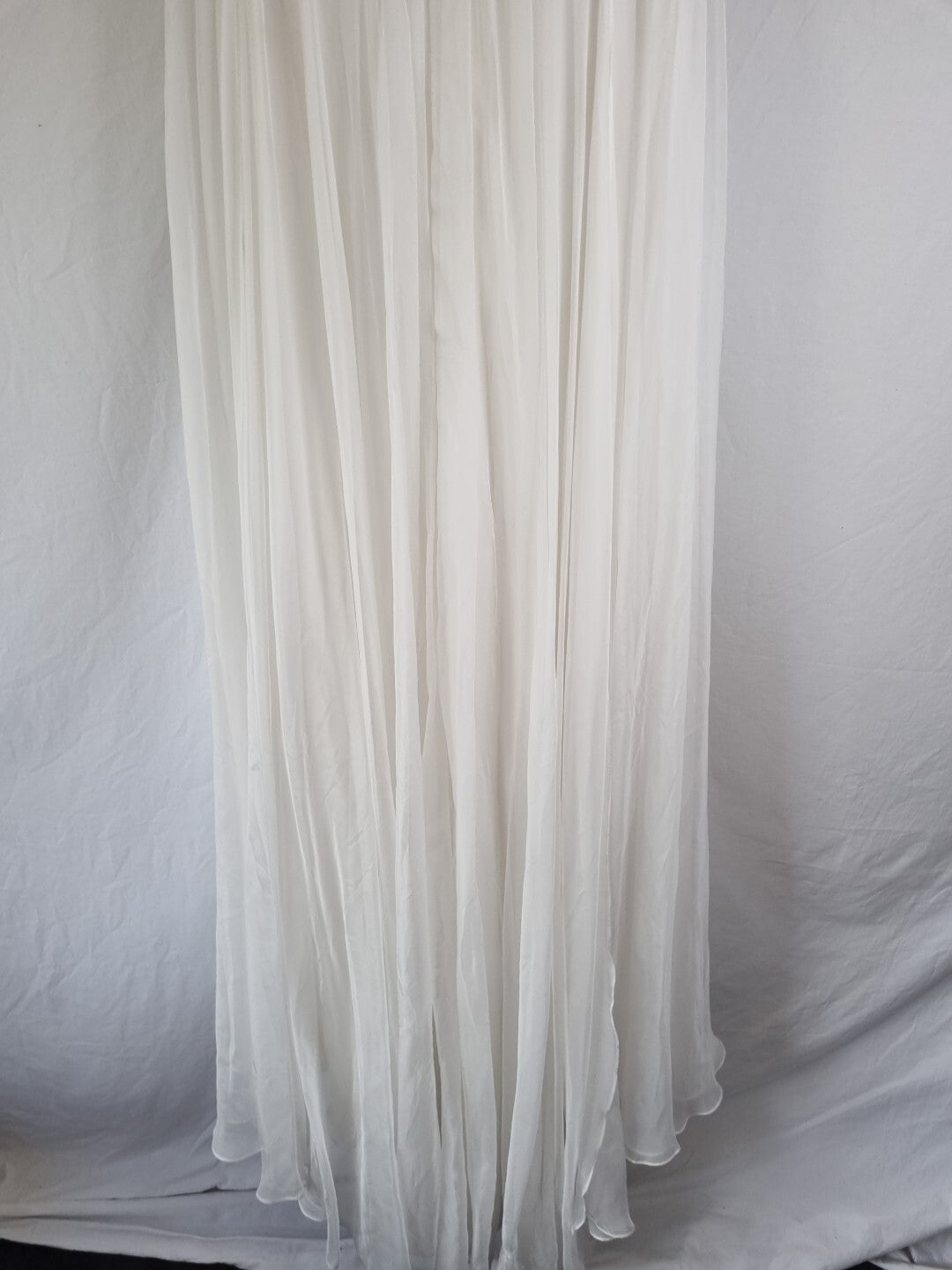 Imoda Ivory Chiffon Ruched Crystal Diamante Beaded Flowers Wedding Dress Sz 148
