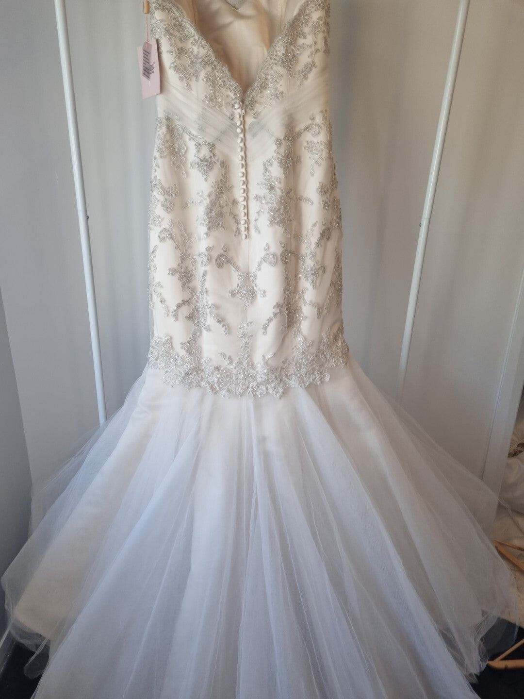 iModa Ivory Champagne Sweetheart Tulle Lace Mermaid Sequin Embroidered Sz 1012