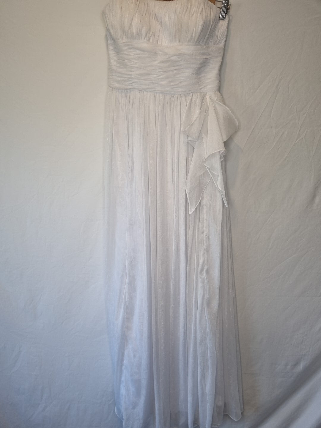 Imoda White Chiffon Ruched Empire Wedding Dress Sz 14