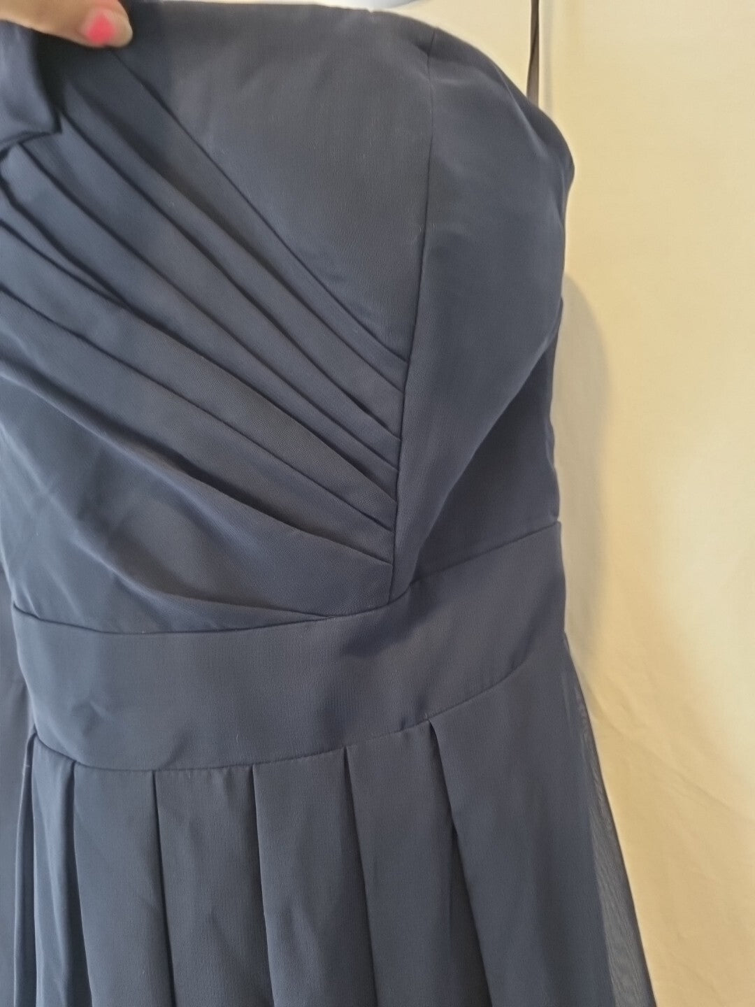 Imoda Navy Blue Chiffon One Shoulder Evening Bridesmaid Long Maxi Dress Sz 224