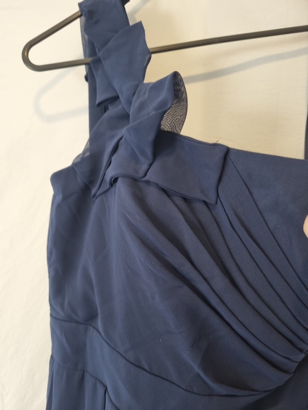 Imoda Navy Blue Chiffon One Shoulder Evening Bridesmaid Long Maxi Dress Sz 226
