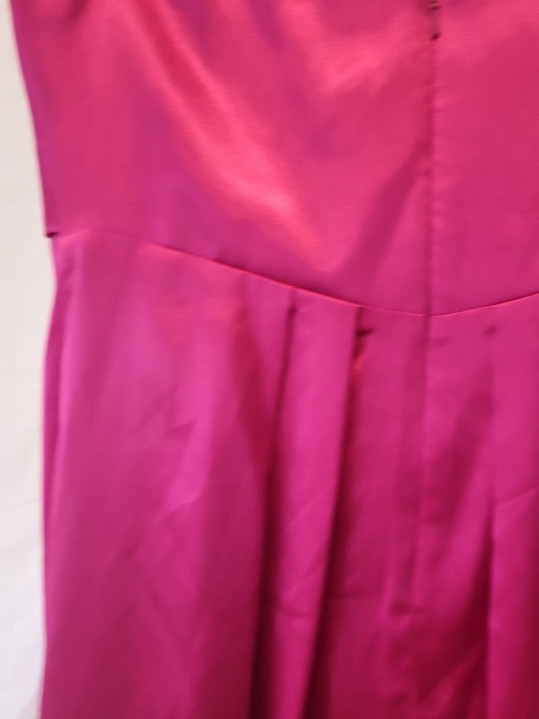 Juniper & Sage Satin Hot Pink Pleat Strapless Evening Bridesmaid Dress Sz 1211