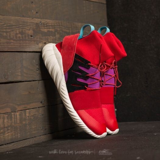 Adidas Tubular Doom Red Purple Knit Ankle Sock Sneakers BY9397 F40.66/US7.5/UK720