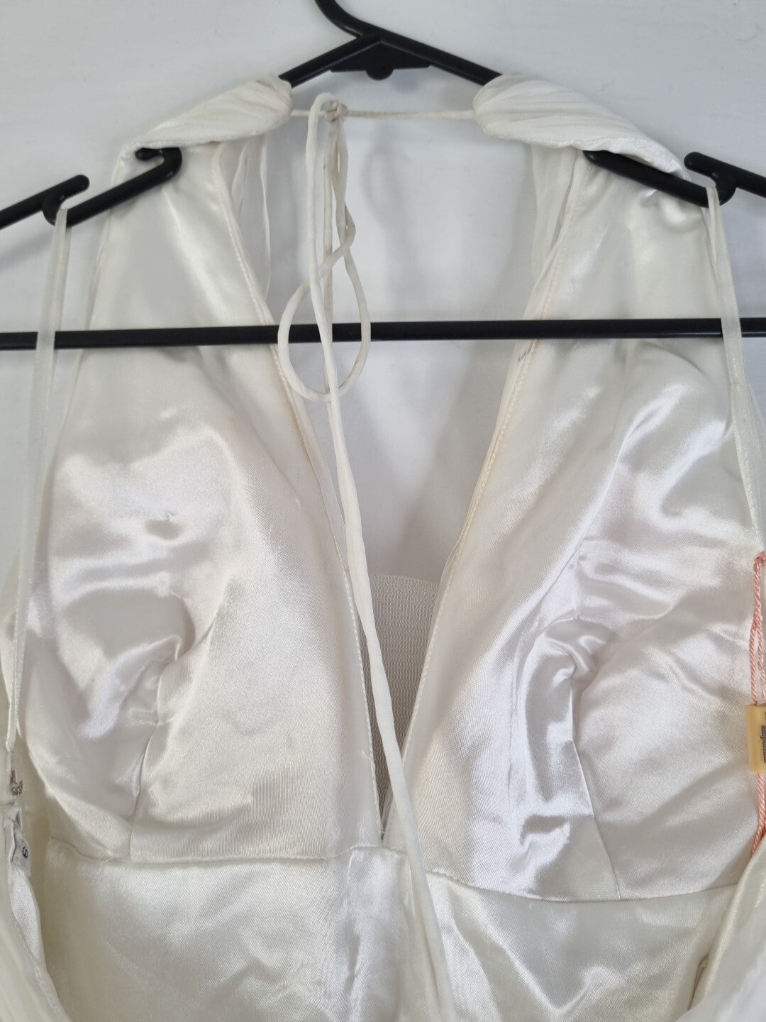 Imoda Ivory Chiffon Halter Neck Ruched Crystal Bead Backless Wedding Dress Sz 614