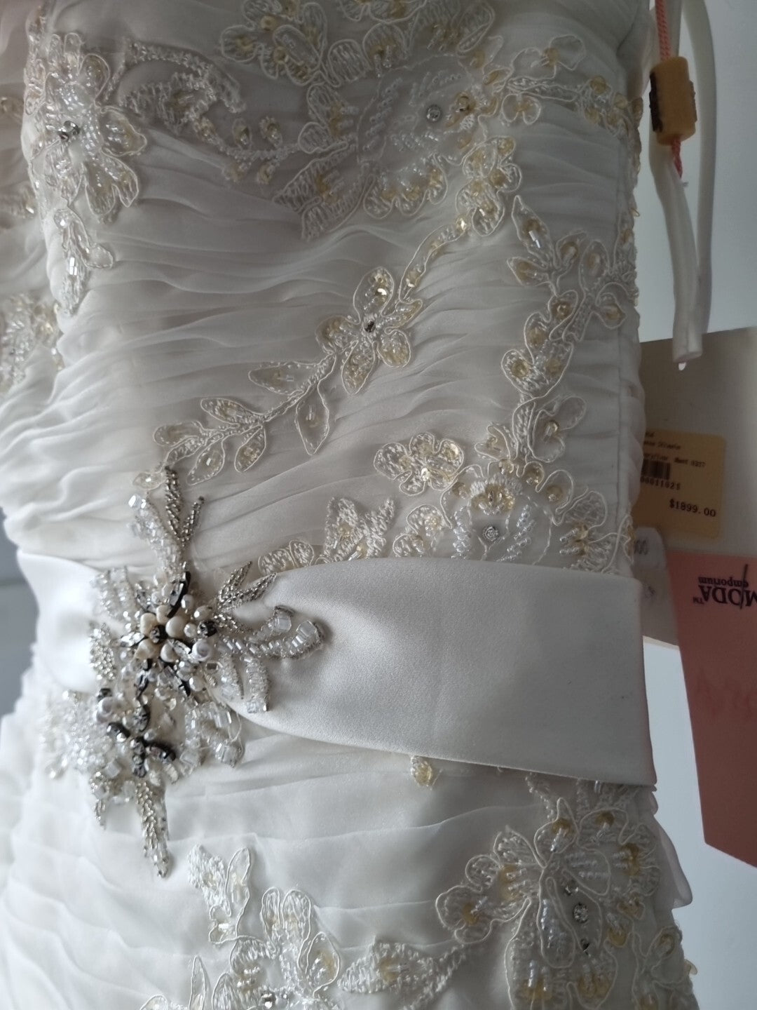 iModa Ivory Straps/Strapless Organza Ruched Beaded Lace AppliqueWedding Dress 147