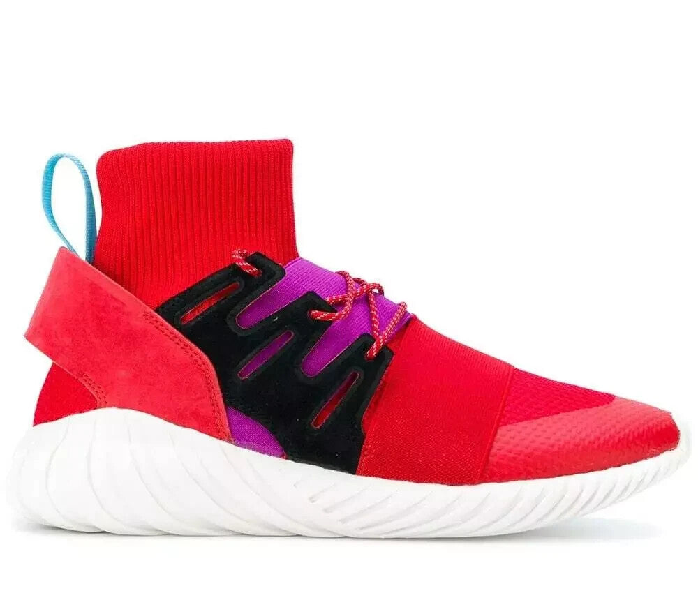 Adidas Tubular Doom Red Purple Knit Ankle Sock Sneakers BY9397 F40.66/US7.5/UK72