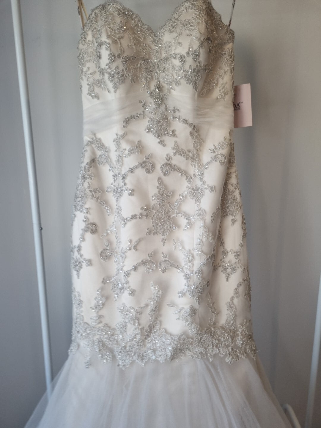 iModa Ivory Champagne Sweetheart Tulle Lace Mermaid Sequin Embroidered Sz 102
