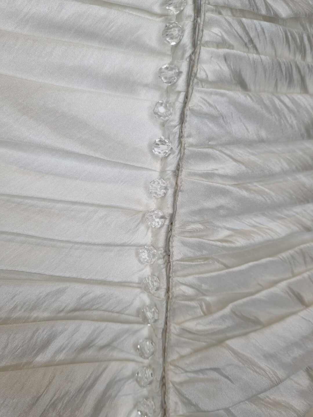 Imoda Ivory Ruched Beaded Mermaid Tulle Skirt Train Wedding Dress Sz 1018