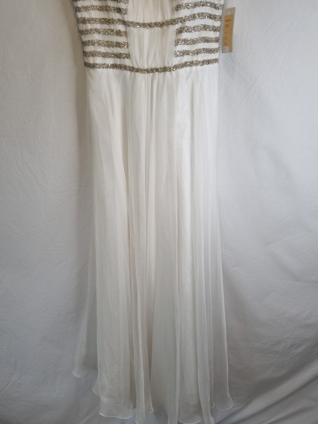 Imoda Ivory Chiffon Sweetheart Ruched Crystal Beaded Wedding Dress Sz 102