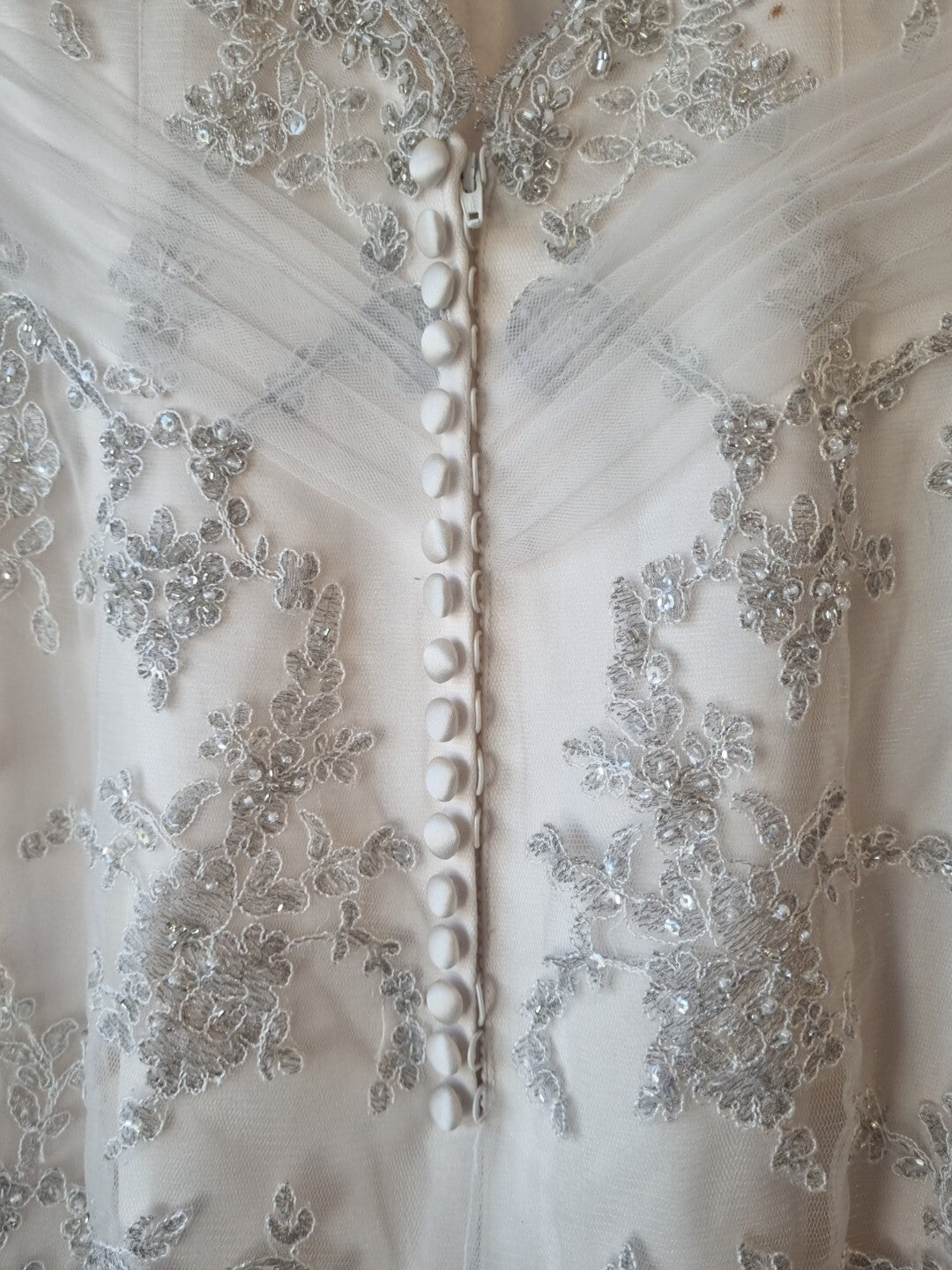 iModa Ivory Champagne Sweetheart Tulle Lace Mermaid Sequin Embroidered Sz 1016