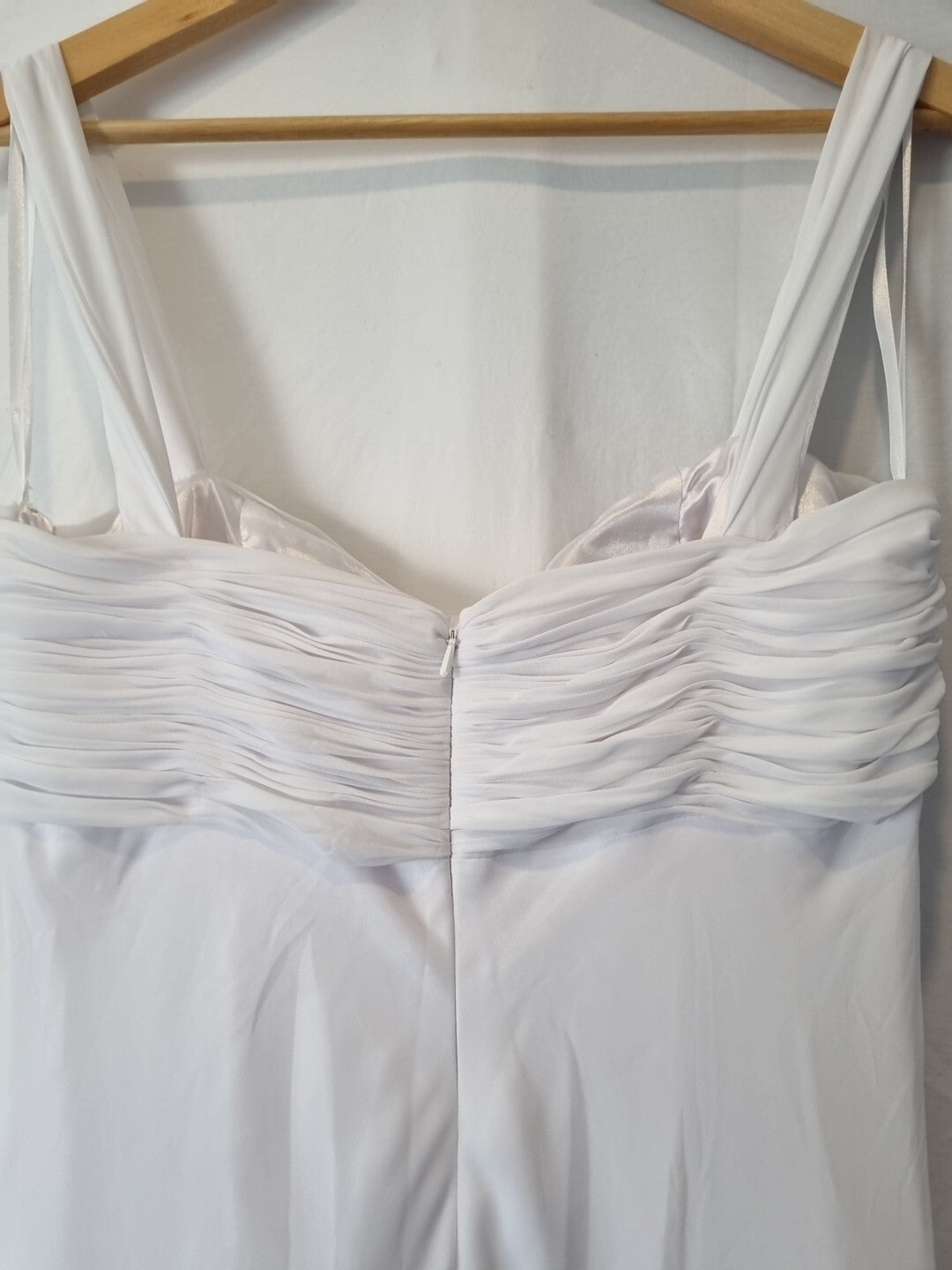 Imoda White Chiffon Sweetheart Beaded Ruched Empire Wedding Dress Sz 1210
