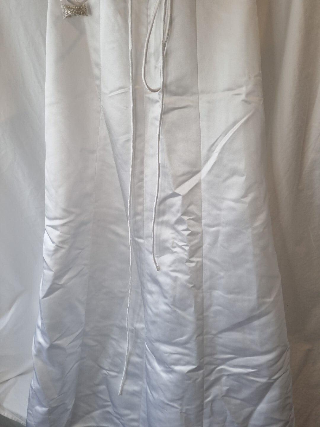 iModa White Backless Satin Embroidered Beaded A-line Halter Wedding Dress Sz 69