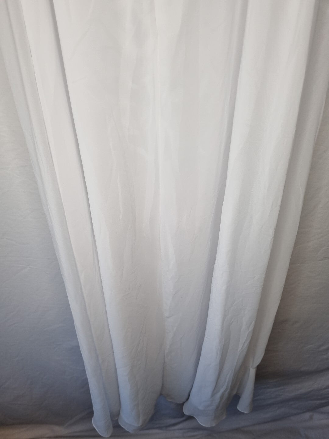 Imoda White Chiffon Ruched Beaded Scoop Neck Empire Wedding Dress Sz 1214