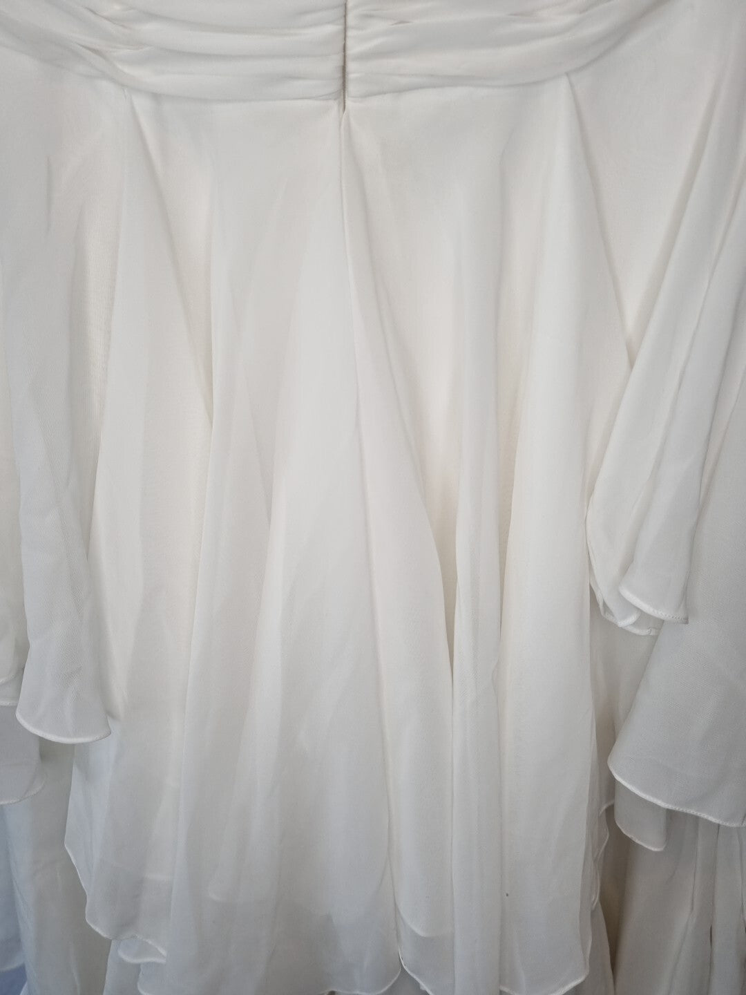 Isabella Faye Ivory Chiffon Ruched Beaded Halter Neck Train Wedding Dress Sz 1215