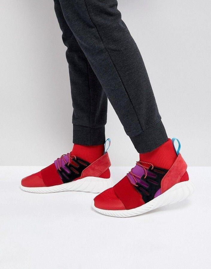 Adidas Tubular Doom Red Purple Knit Ankle Sock Sneakers BY9397 F40/US7/UK6.51