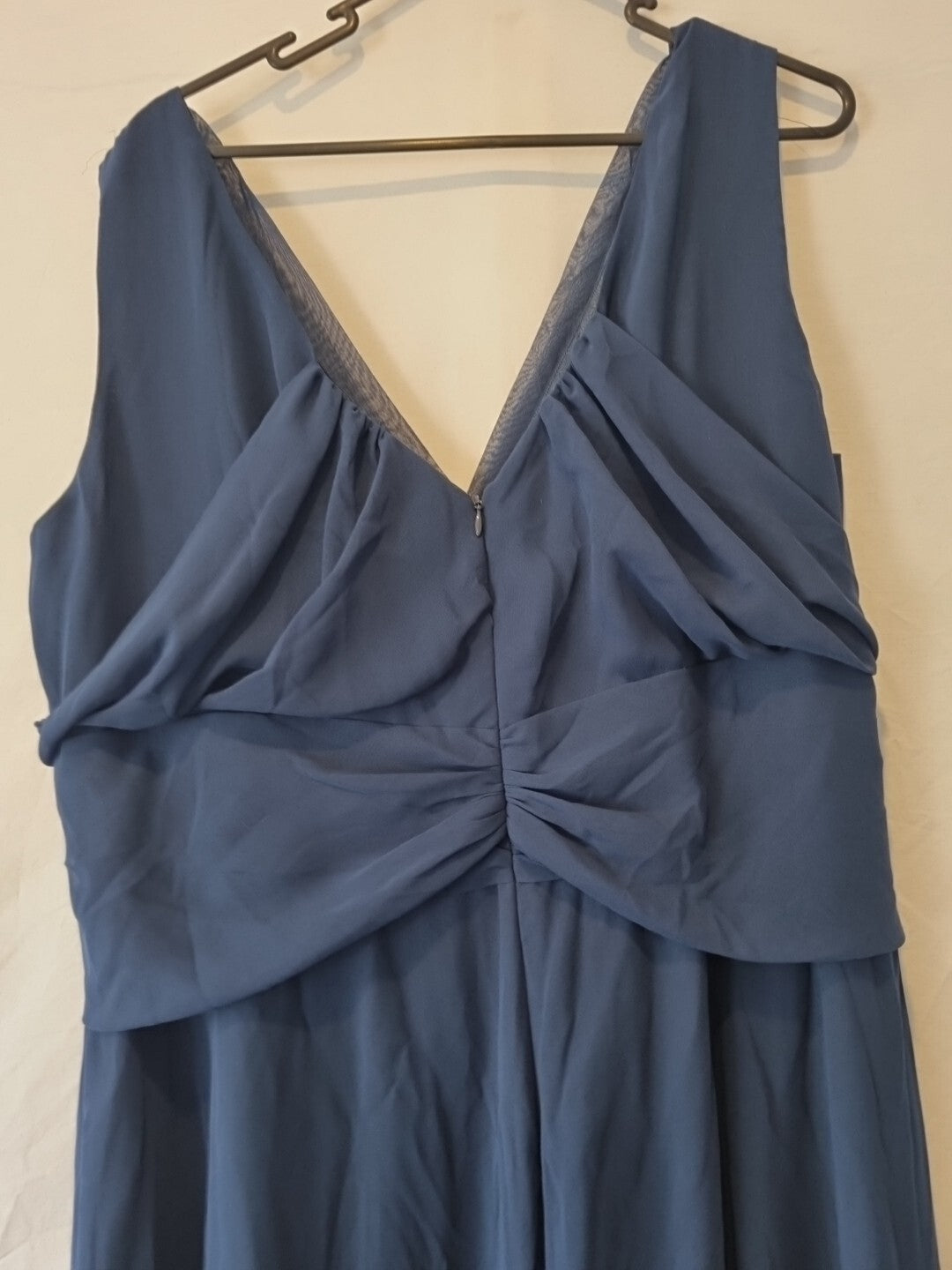 Imoda Navy Blue Chiffon V-neck Evening Bridesmaid Long Maxi Dress Sz 2613