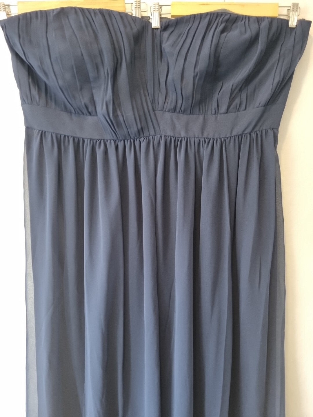 Imoda Navy Blue Chiffon Ruched Strapless Evening Bridesmaid Maxi Dress Sz 262