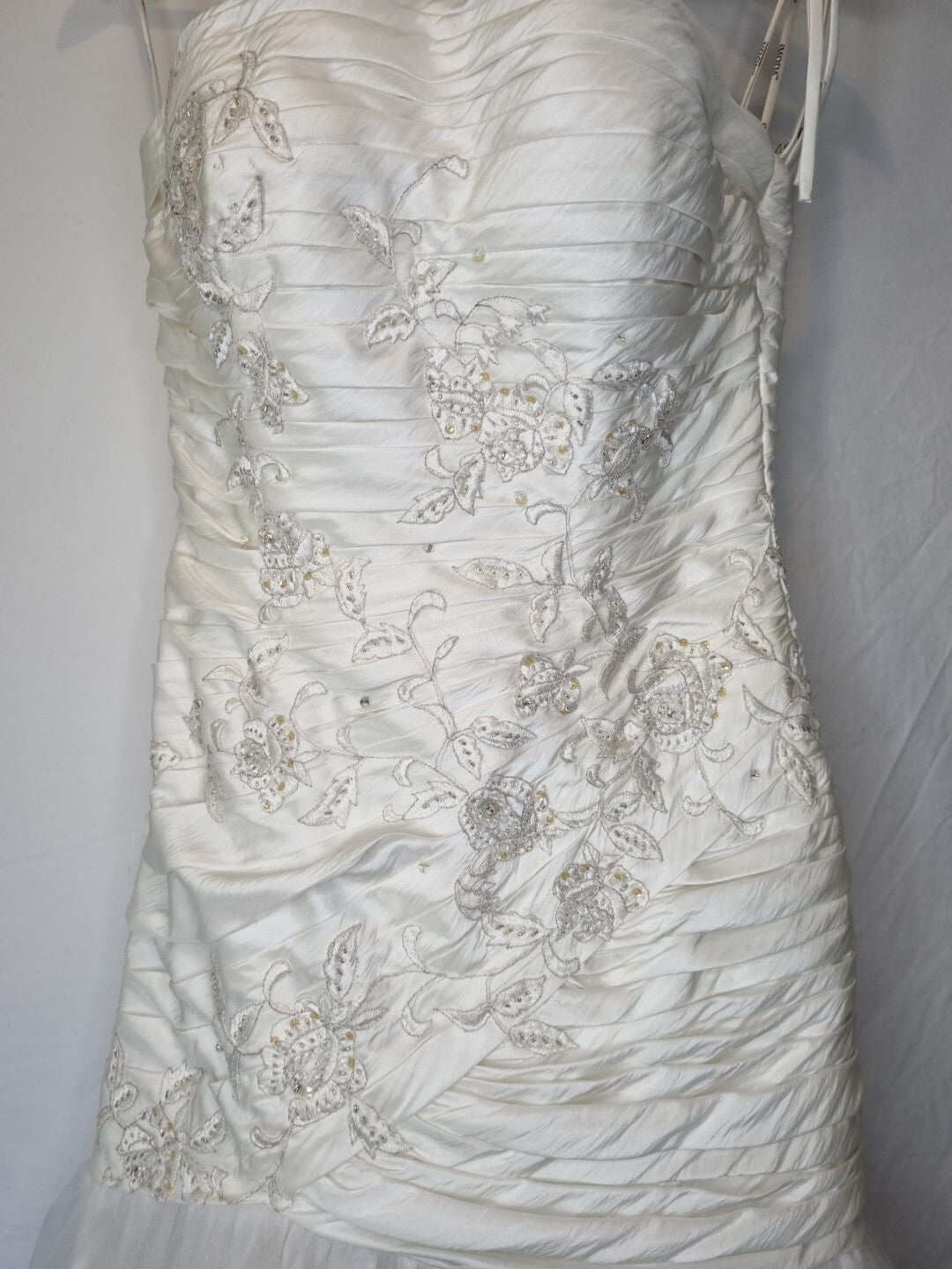 Imoda Ivory Ruched Beaded Mermaid Tulle Skirt Train Wedding Dress Sz 104