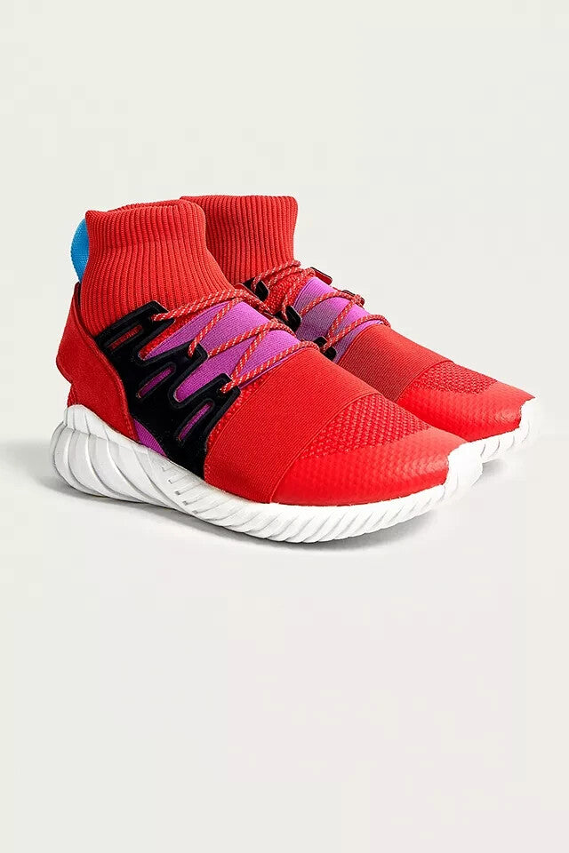 Adidas Tubular Doom Red Purple Knit Ankle Sock Sneakers BY9397 F40.66/US7.5/UK717