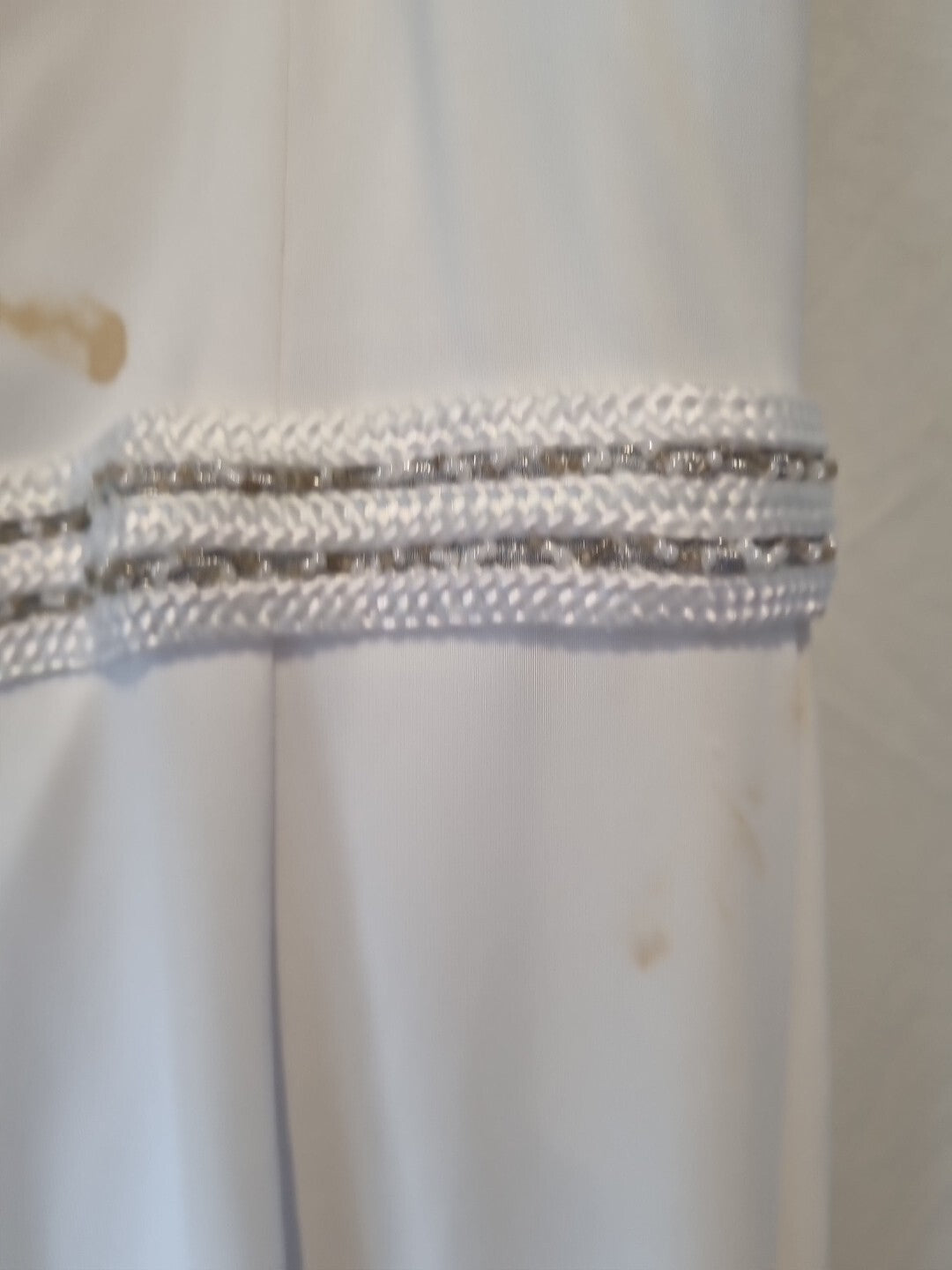 Giovanni White Knit Beaded Rope Evening Bridesmaid Dress Sz 1012