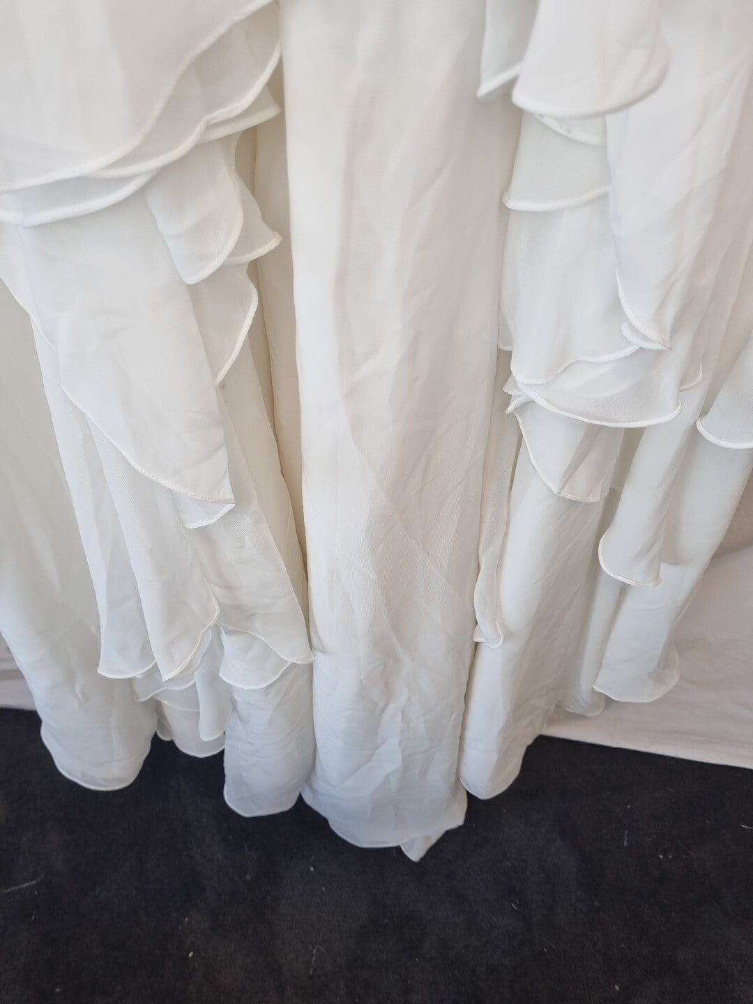 Isabella Faye Ivory Chiffon Ruched Beaded Halter Neck Train Wedding Dress Sz 1216