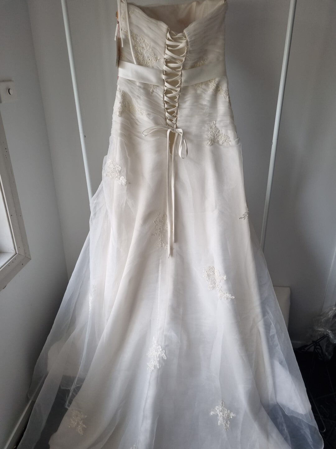 iModa Ivory Straps/Strapless Organza Ruched Beaded Lace AppliqueWedding Dress 149