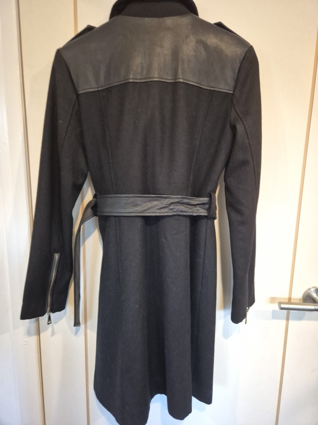 Guess Black Military Trench Wool Blend Coat Jacket Size Xs7