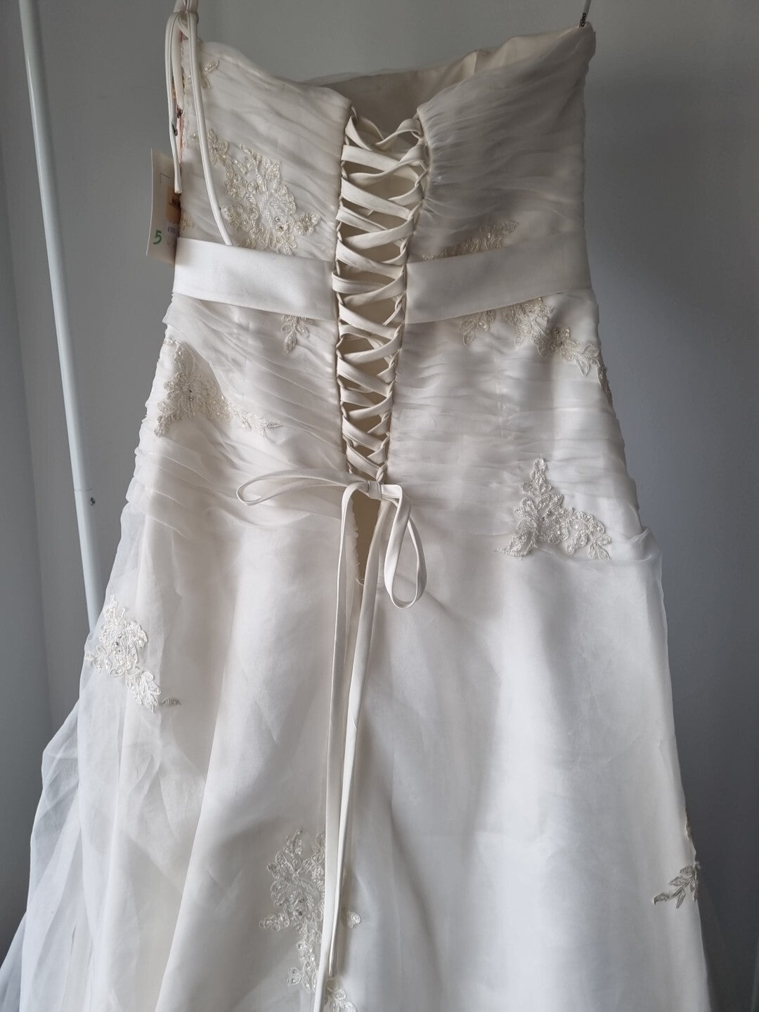 iModa Ivory Straps/Strapless Organza Ruched Beaded Lace AppliqueWedding Dress 1411