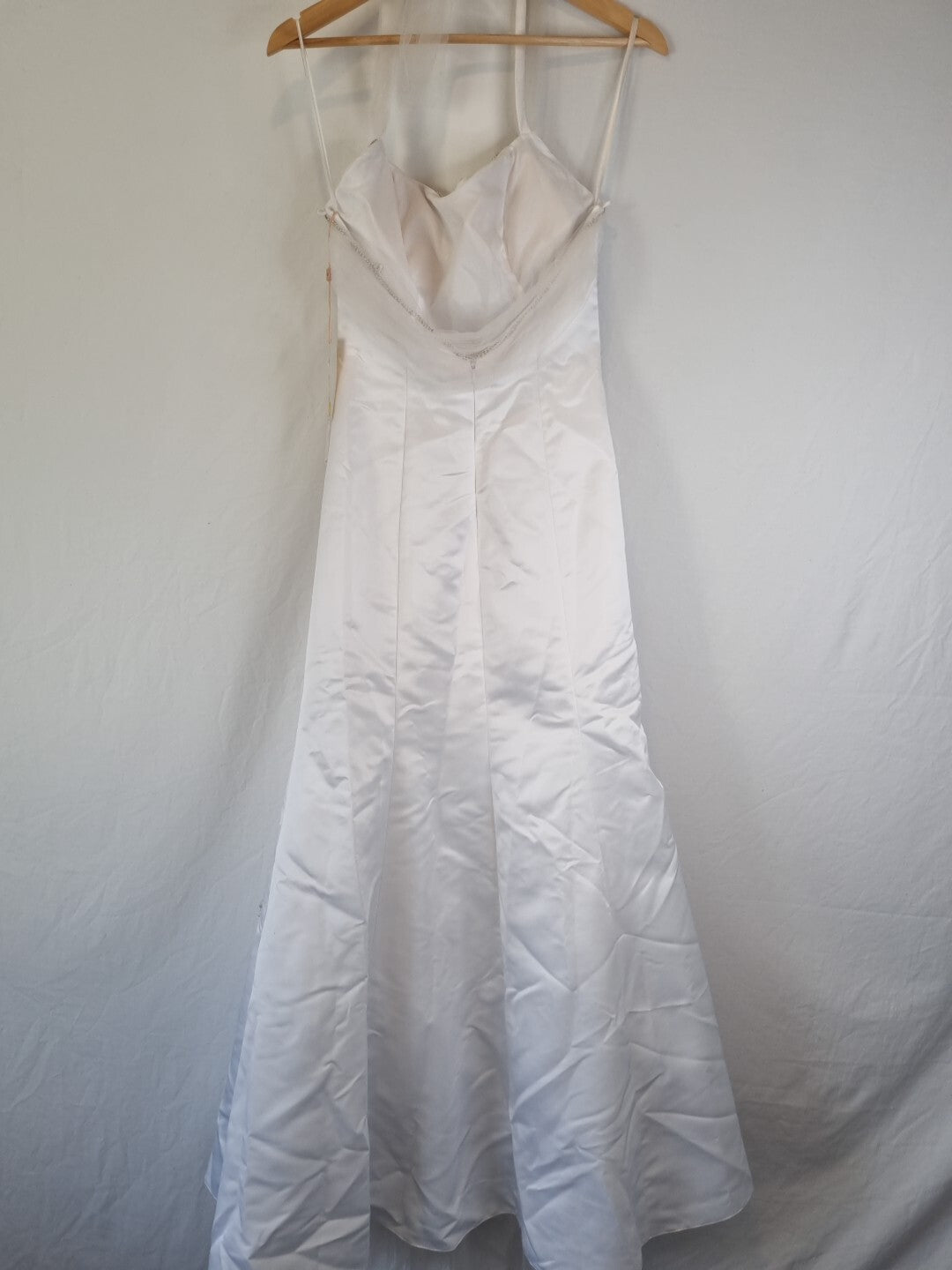 Imoda White Satin Tulle Beaded Sequin Backless Halter Neck Wedding Dress Sz 86