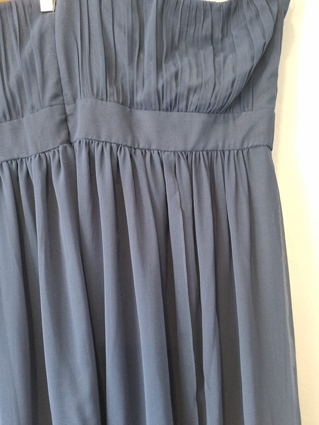 Imoda Navy Blue Chiffon Ruched Strapless Evening Bridesmaid Maxi Dress Sz 2611